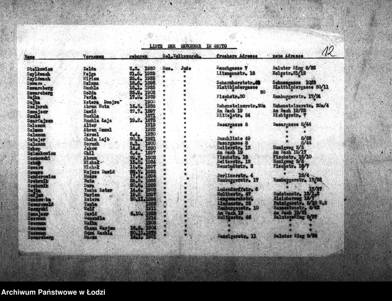 Obraz 15 z jednostki "[Alfabetyczny spis mieszkańców getta. Litera S]"