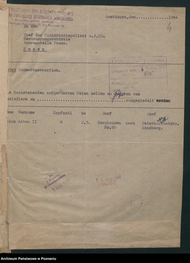 Obraz 7 z jednostki "Verdrängungslisten Gostigen [Gostyń]"