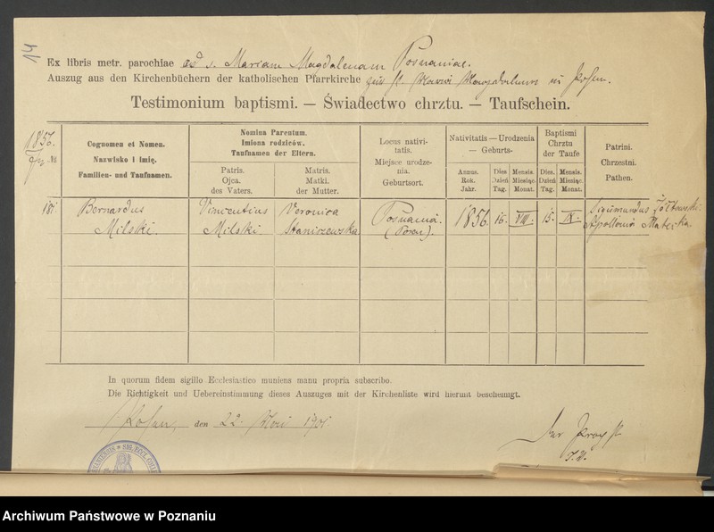 Obraz 16 z jednostki "Die von den Verlobten beigebrachten Urkunden zur Eheschliessung pro 1901. Vol IX"