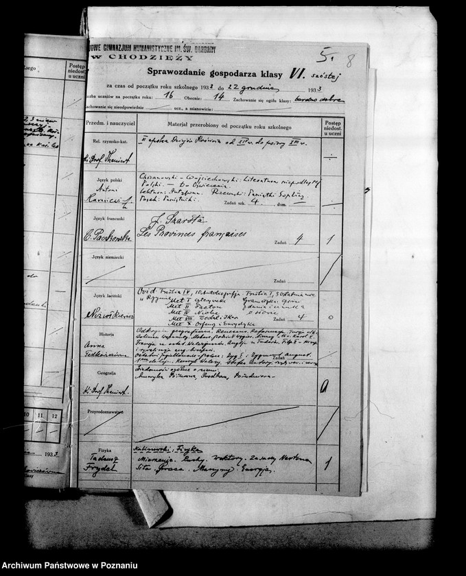 Obraz 12 z jednostki "Państwowe Gimnazjum imienia świętej Barbary w Chodzieży [Protokoły konferencji Rady Pedagogicznej]"