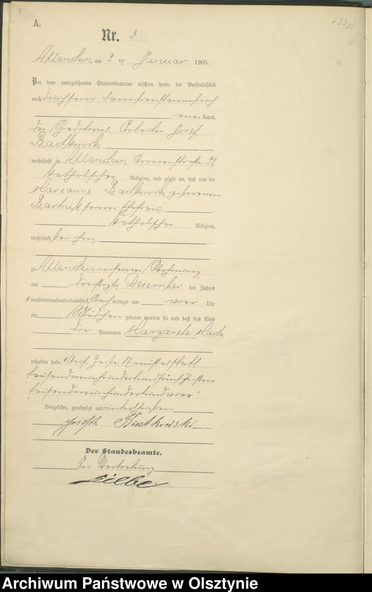 image.from.unit.number "Geburts-Haupt-Register Tom I, Nr 1- 398"