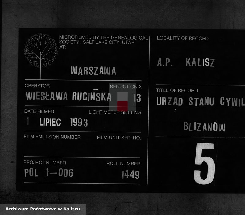 Obraz 1 z jednostki "Księga urodzeń, małżeństw, zgonów"