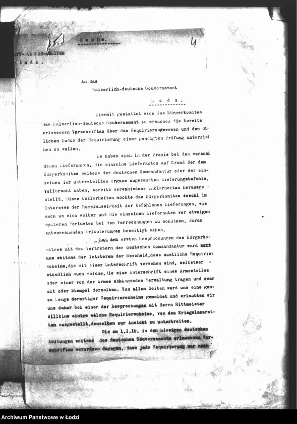 Obraz 7 z jednostki "Główny Komitet Obywatelski [Korespondencja z władzami niemieckimi dot. uregulowania należności za rekwizycje na rzecz wojska]"