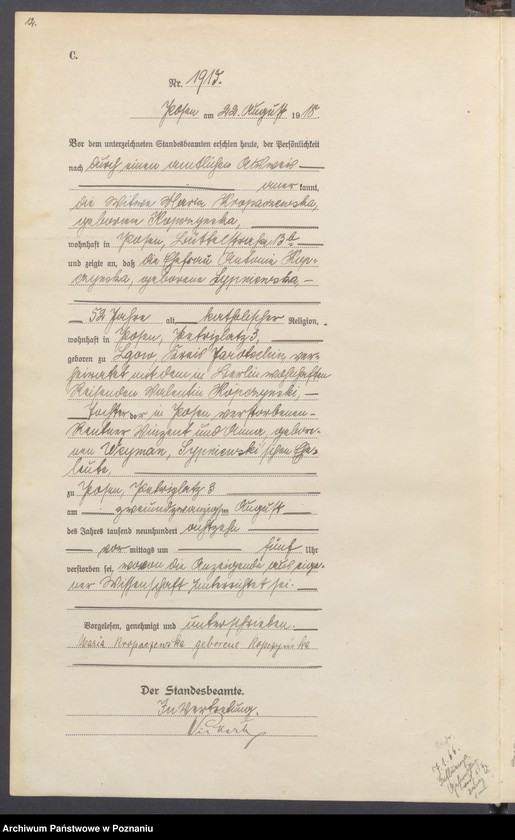 Obraz 14 z jednostki "Księga miejscowa zgonów tom V [Rejestr główny zgonów]"