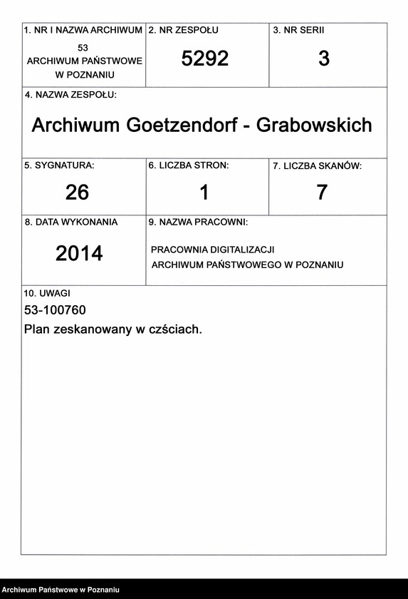 Obraz 1 z jednostki "Karte von dem Rittergute Lechlin nebst Zubehör im Kreise Wongrowitz [mapa majątku Lechlin, wraz z przyległościami, w pow. wągrowieckim]"