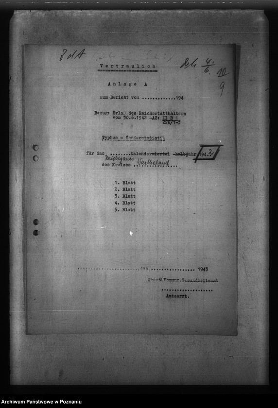 Obraz 14 z jednostki "Gauübersichten der Typhus - Sonderstatistiken"