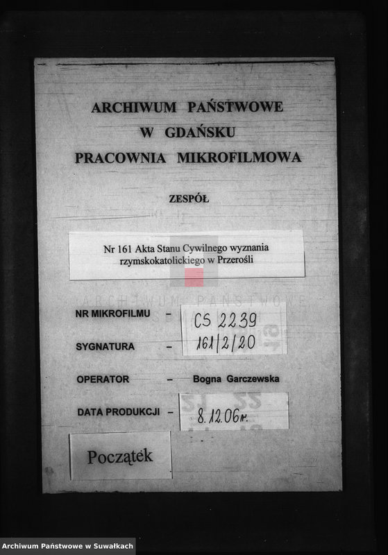 Obraz 1 z jednostki "Dokumenty k aktam brakosočetanija Pržerosl