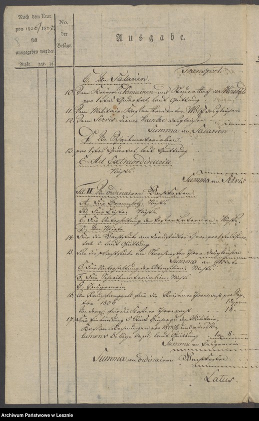 Obraz 10 z jednostki "[Extrakt der Militärkasse zu Lissa]"