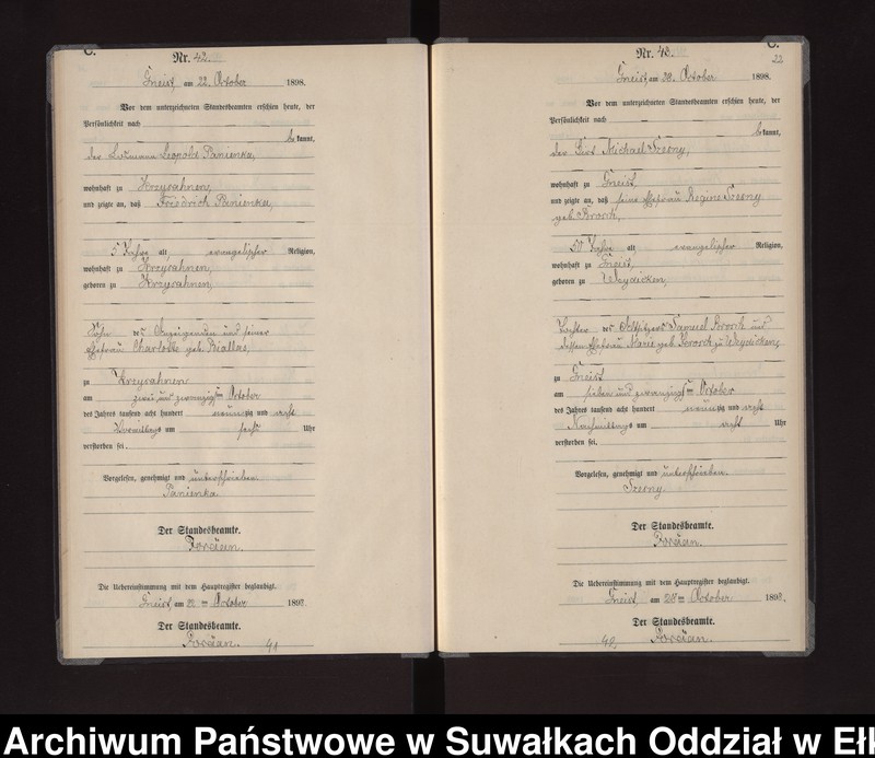 image.from.unit.number "Sterbe-Neben-Register des Königlichen Preussischen Standes-Amtes Gneist Kreis Lötzen"