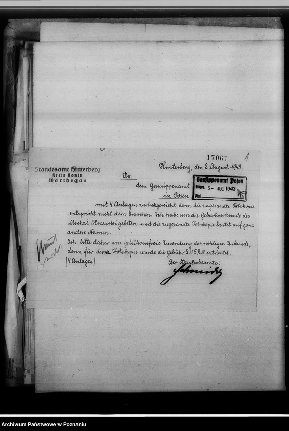 Obraz 5 z jednostki "[Korespondencja w sprawie ustalenia nazwisk, imion, pochodzenia przodków]"