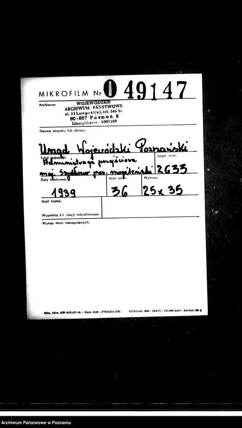 Obraz 2 z jednostki "Administracja przejściowa majątku Szydłowo powiatu mogileńskiego"