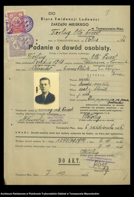 image.from.unit.number "Dowodów osobistych od nr 1334 do 1550. Tom VIII"