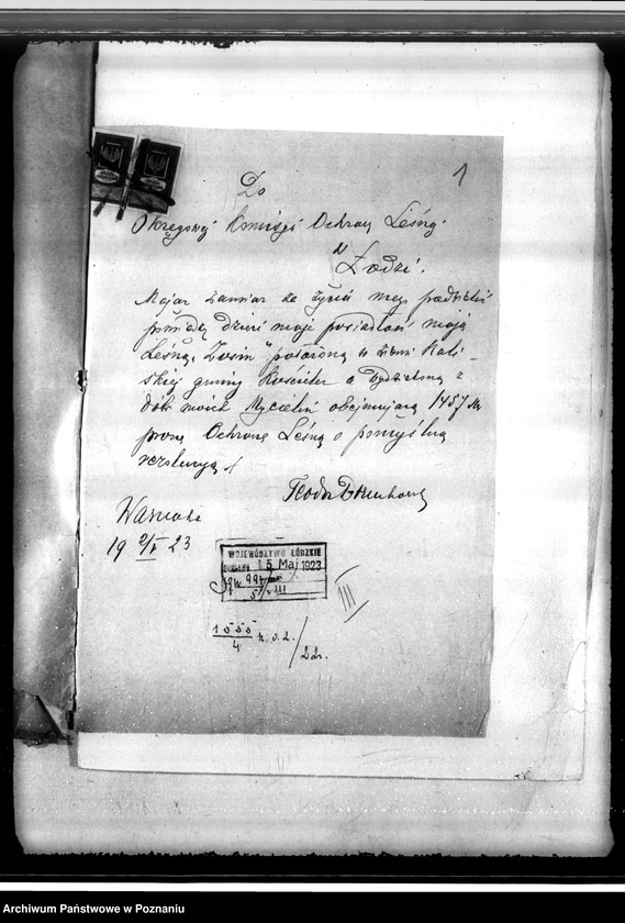 Obraz 5 z jednostki "Sprawa uzyskania zezwolenia na wyrąb jednorazowy 3 poręb w lesie majątku Mycielin powiat kaliski"