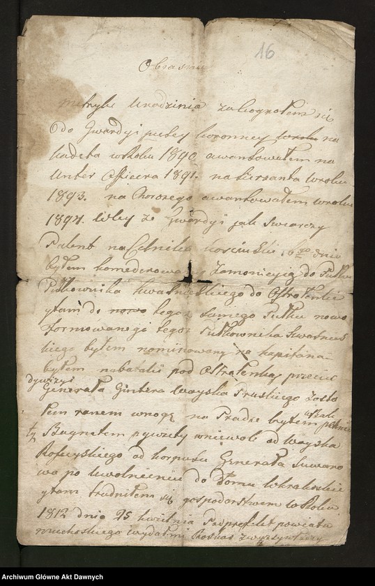image.from.unit.number "Zbiór pism rozmaitych Wydziału Wojskowego tyczących, w. XVI - XVIII"