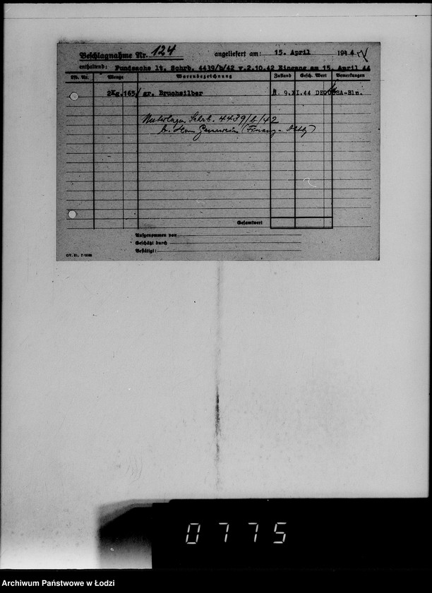 Obraz 11 z jednostki "Fundsachen. [Kartoteka]"