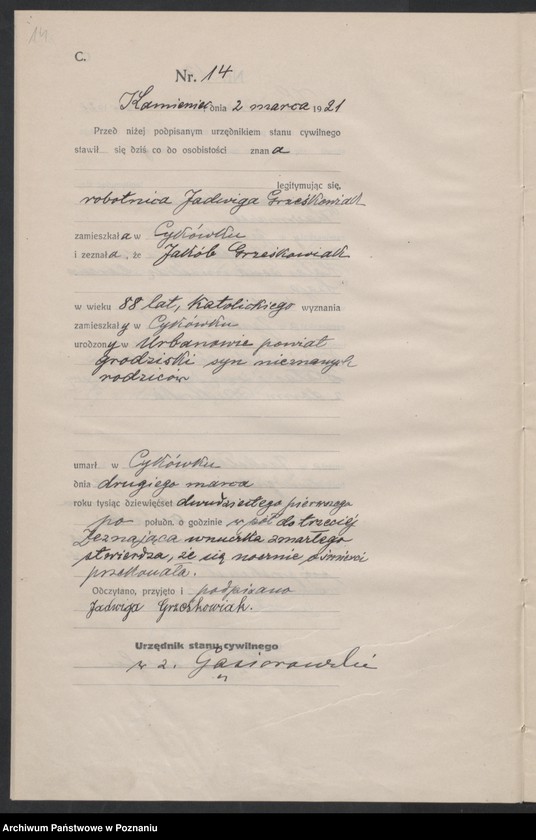 Obraz 16 z jednostki "Rejestr główny zgonów"