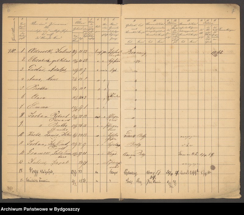 image.from.unit.number "[Liste der sämmtlichen Civil - Einwohner zu Bromberg aufgenommen Nr 409-461]"
