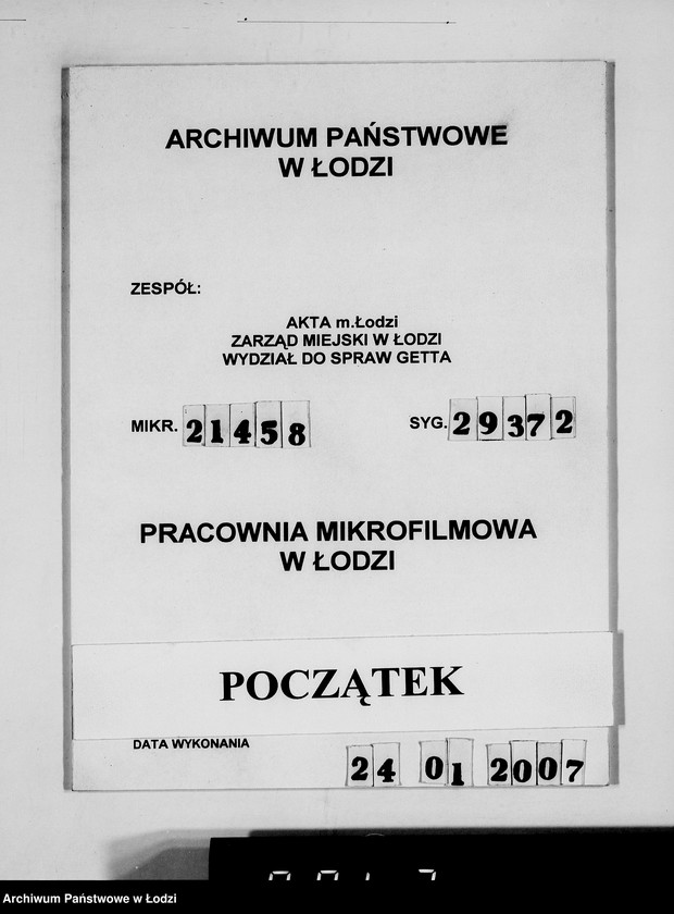 Obraz 1 z jednostki "Akten betr.Correspondenz mit dem Ältesten der Juden.Vom Schreiben Nr.1-1000"