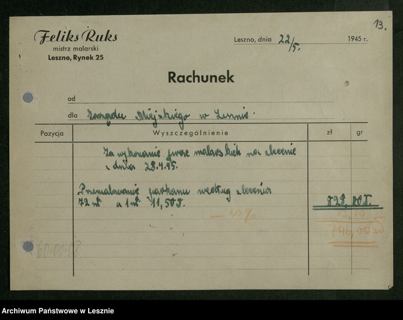 Obraz 11 z jednostki "[Sprawy budowy pomnika upamiętniającego poległych żołnierzy radzieckich i polskich, ufundowanie pamiątkowej tablicy w miejscu rozstrzelania 21 Polaków 21 X 1939 r., sprawy dbania o cmentarze i mogiły żołnierzy]"