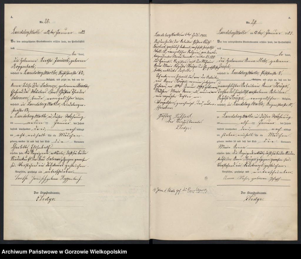 Obraz 17 z jednostki "Geburts Register"