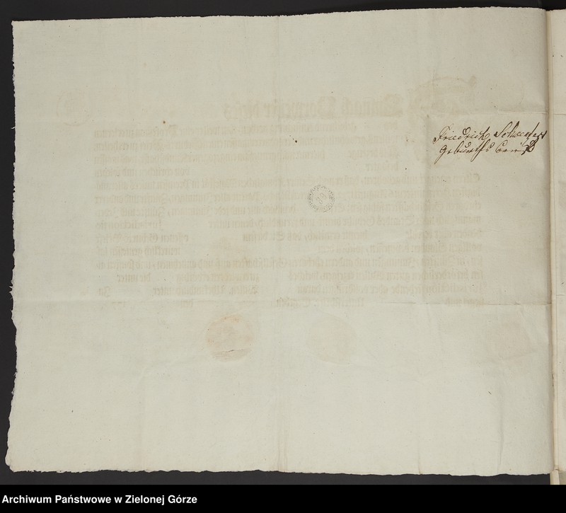 image.from.unit.number "Ernst Ludvig von Gloger, Landrat i pan dziedziczny majątku Czetowice wystawia swemu podwładnemu Friedrichowi Schwentzer świadectwo prawego urodzenia"