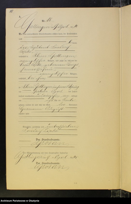 image.from.unit.number "Geburts-Neben-Register Nr 1 - 65 [ Księga urodzeń - wtóropis ]"