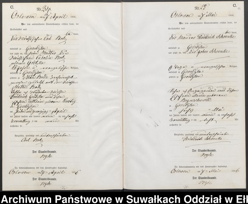 image.from.unit.number "Sterbe-Neben-Register des Preussischen Standes-Amtes Orlowen Kreis Loetzen"
