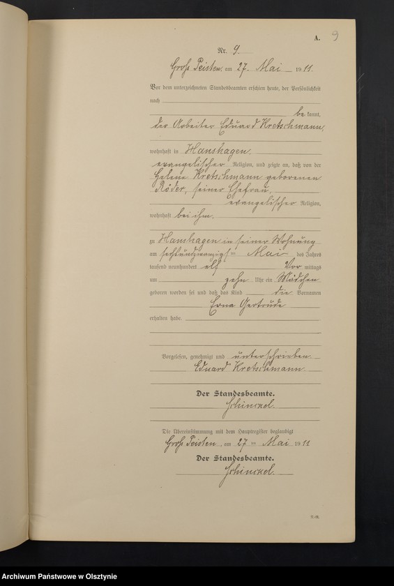 image.from.unit.number "Geburts-Neben-Register Nr 1 - 26 [Księga urodzeń- wtóropis ]"