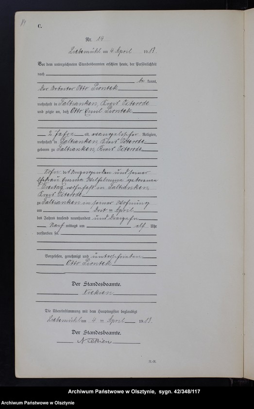 image.from.unit.number "Sterbe-Neben-Register Nr 1 - 71"