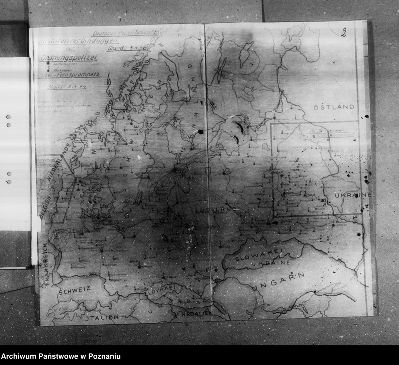 Obraz 6 z jednostki "Schemat połączeń telefonicznych i telegraficznych urzędu, namiestnika oraz mapa tego rodzaju połączeń policji porządkowej w Europie"