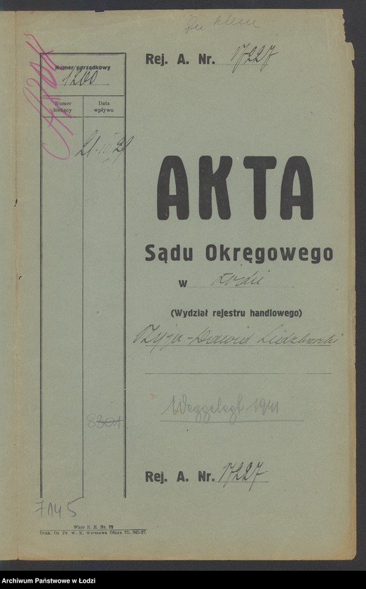 Obraz 2 z jednostki "Szyja Dawid Lidzbarski- tkalnia mechaniczna zarobkowa"