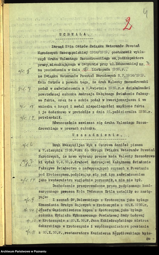 Obraz 9 z jednostki "Koło Ostrów akta sądu honorowego sprawie Walenty Szczodrowski i Andrzej Kałużny."