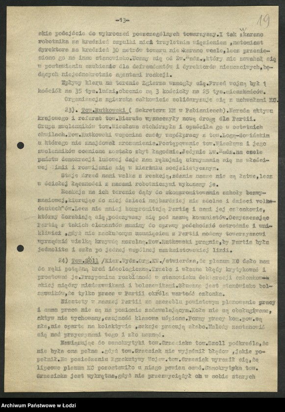 Obraz 20 z jednostki "Sprawozdanie [protokoły i rezolucje] z zebrań [oraz wykaz wojewódzkiego] aktywu partyjnego"
