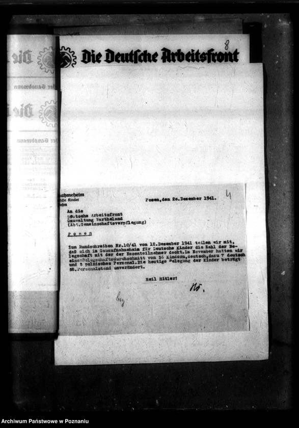 Obraz 8 z jednostki "Schriftwechsel mit der Deutsche Arbeiters Front [Korespondencja w sprawie zbiorowego żywienia]."