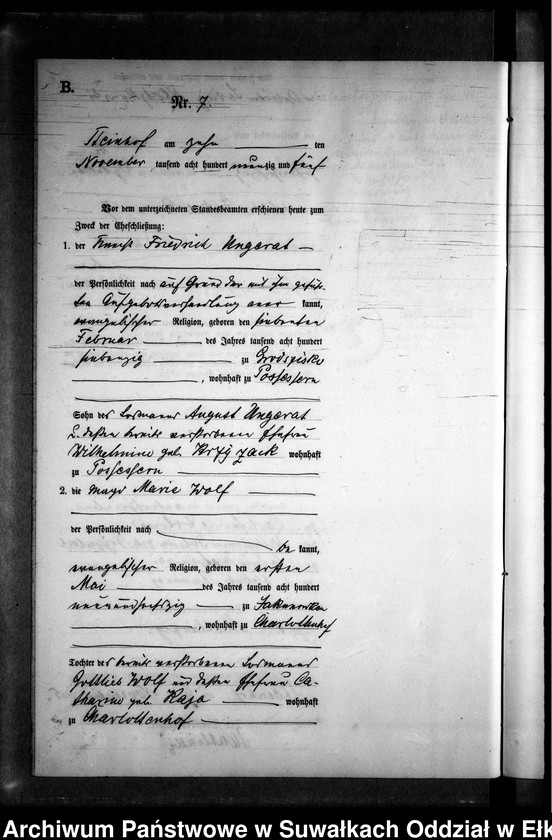 image.from.unit.number "Heiraths-Neben-Register des Preussischen Standes-Amtes Gr. Strengeln Kreis Angerburg"