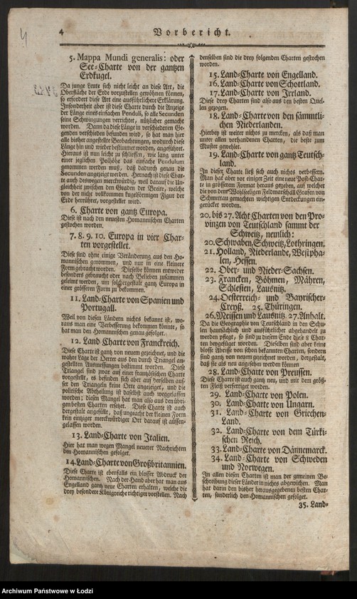 Obraz 6 z jednostki "Geographischer Atlas besteherd in 44 Land-Karten worauf alle Theile des Erd-Grenses vorgestellet werben. Auf Befehl der Königlischen Academie der Wissenschaften, Berlin 1750"