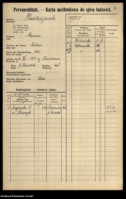 Obraz 18 z jednostki "[Spis ludności Łodzi] Pawoniak-Pelc"
