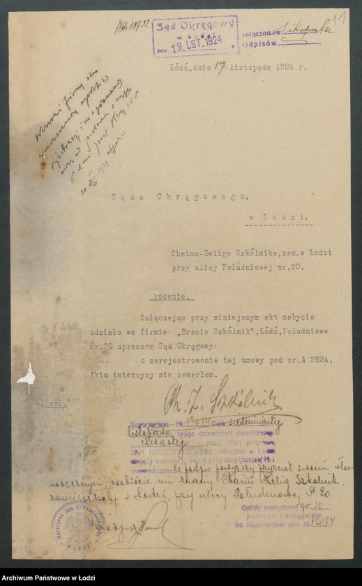 Obraz 13 z jednostki "Bernard Szkólnik i Maks Szkólnik – fabryka towarów wełnianych i bawełnianych"