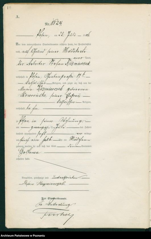 Obraz 12 z jednostki "Księga miejscowa urodzeń tom IV"