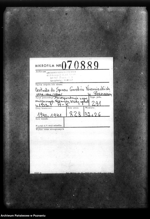 Obraz 2 z jednostki "Korespondencja w sprawie miejscowych Niemców, którzy zginęli w 1939 roku A - K"