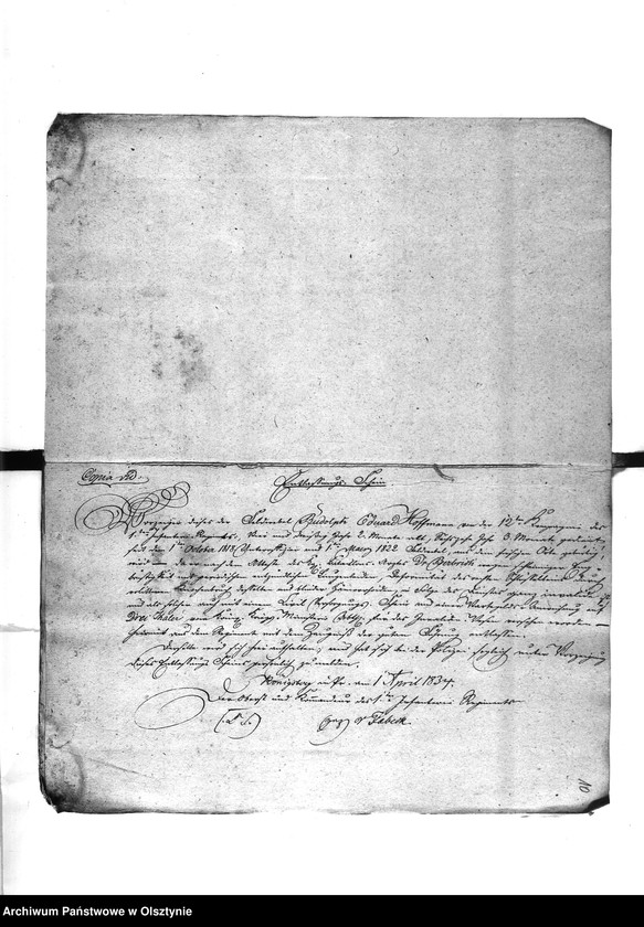 image.from.unit.number "Anstellung des Feldwebel Hoffmann [Rudolph Eduard] jetzigen Regierungs-Büreau Assistenten"