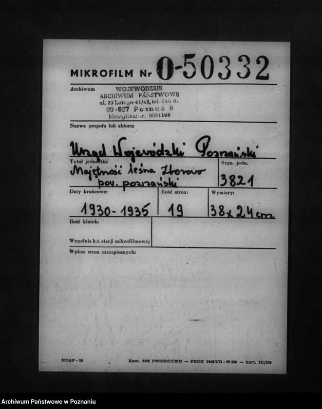 Obraz 2 z jednostki "Majętność leśna Zborowo powiat poznański"