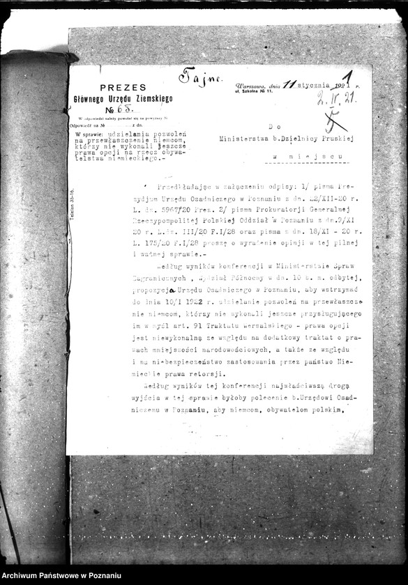 Obraz 5 z jednostki "Opcje, sprawy kolonizacyjne, przewłaszczenia, eksmisje kolonistów [organizacyjne i parcelacyjne]"