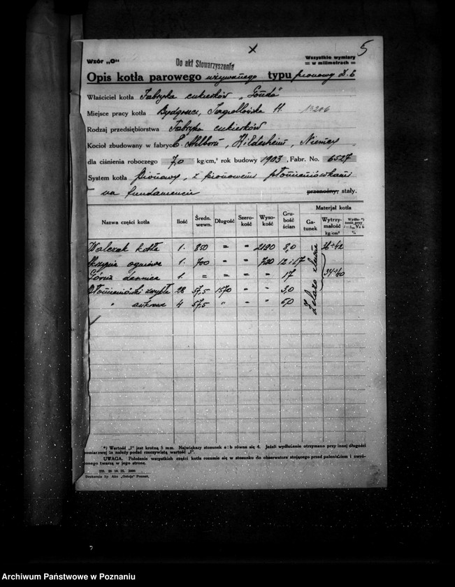 Obraz 9 z jednostki "Fabryka cukierków "Gonda" w Bydgoszczy nr woj. kotła 6011"