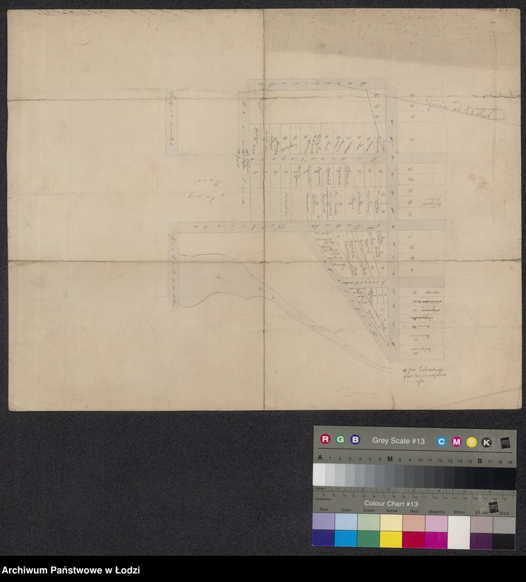 Obraz 1 z jednostki "Plan sytuacyjny części Starego Miasta Łodzi obejmujący: Franciszkańską, Wolborską, Jerozolimską, Św-go Jakuba, Aleksandryjską i Północną, z podziałem na działki własnościowe opatrzone nazwiskami właścicieli"