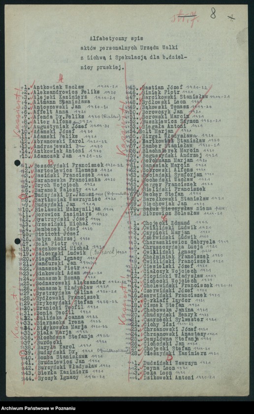 Obraz 10 z jednostki "Wykaz akt Urzędu Walki z Lichwą i Spekulacją w Poznaniu oraz ekspozytur i inspektoratów"