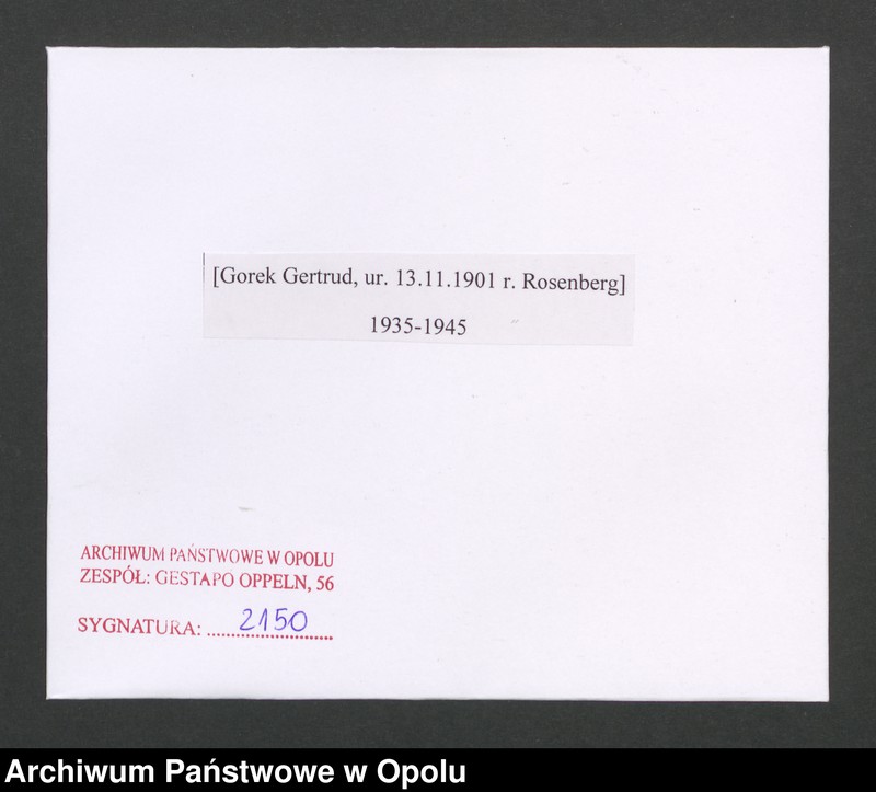 Obraz 2 z jednostki "[Gorek Gertrud, ur. 13.11.1901 r. Rosenberg]"
