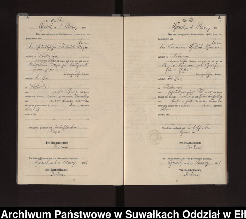 image.from.unit.number "Geburts-Neben-Register des Königlichen Preussischen Standes-Amtes Gneist Kreis Loetzen"