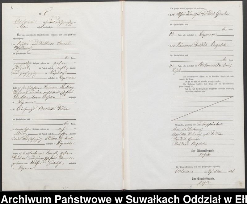 image.from.unit.number "Heiraths-Neben-Register des Preussischen Standes-Amtes Orlowen Kreis Loetzen"