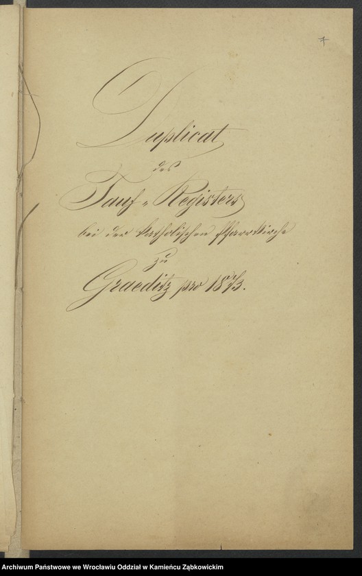 image.from.unit.number "Amtsgericht Schweidnitz Duplicate der Kirchenbücher der katholische Pfarr Kirche zu Gräditz"